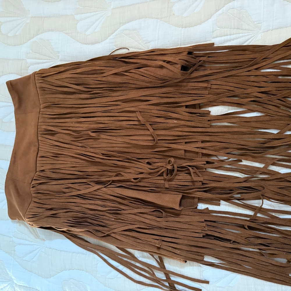 Joyfolie Brown Fringe Skirt - Picture 2 of 3